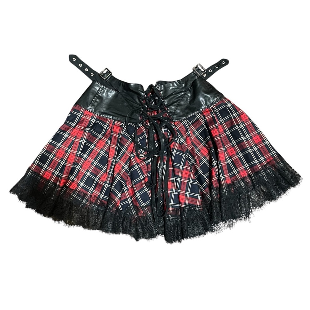 Devil Fashion Noise Annoys Red Black Plaid Goth Skirt - Please read description - Picture 3 of 10